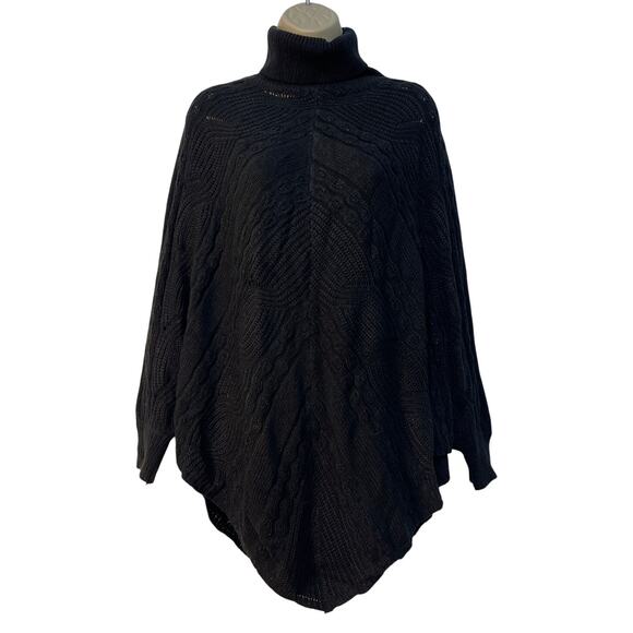 SHEIN Sweaters - Shein Black Patterned Knit Angel Arm Open Bottom Sweater Medium Pre-owned